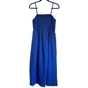 Old Navy Fit & Flare Eyelet Embroidered Smocked Cami Maxi Dress in Blue Sz Large